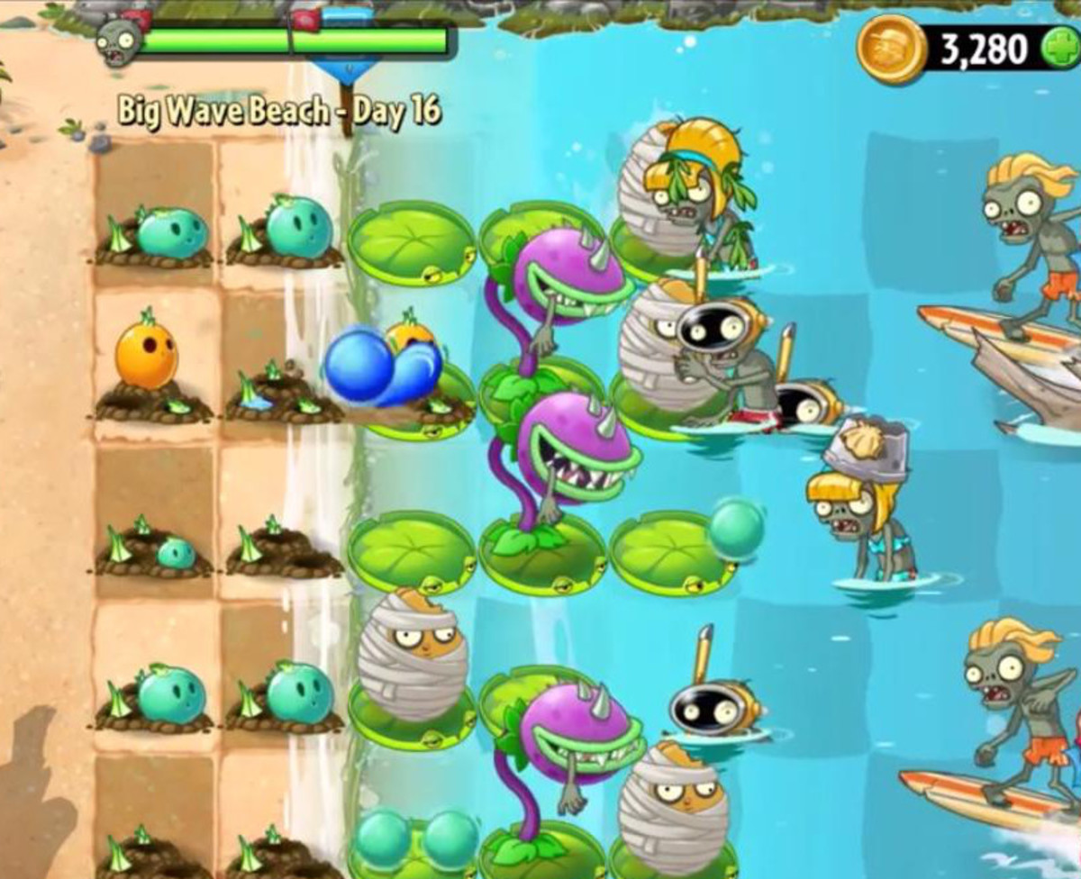 Big Wave Beach plants and zombies