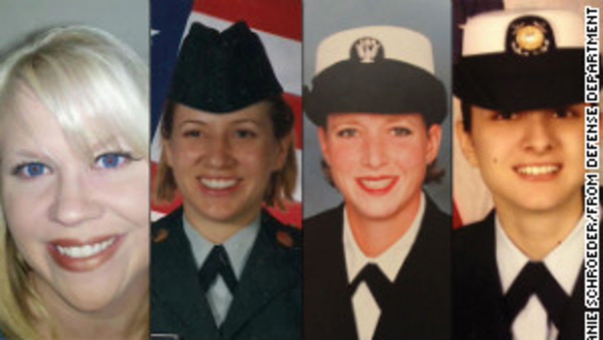 Stephanie Schroeder, Anna Moore, Jenny McClendon and Panayiota Bertzikis say they were raped and then discharged from the military.