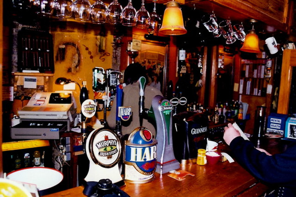 The bar at a typical British pub