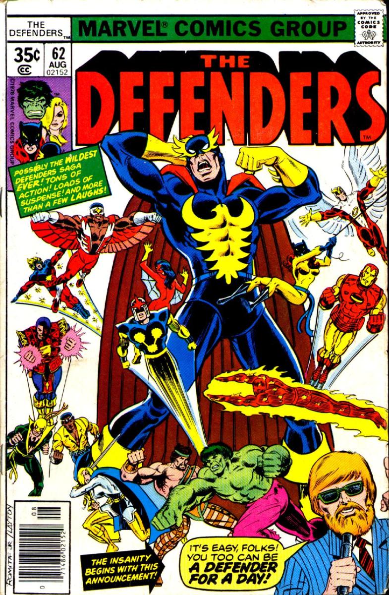 Cover to The Defenders #62.