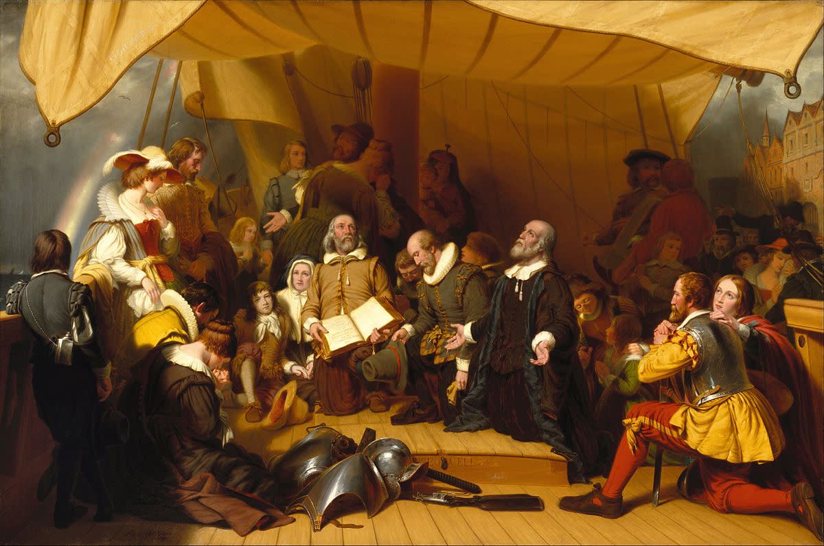 Painting “Embarkation of the Pilgrims” by Robert Weir in 1857