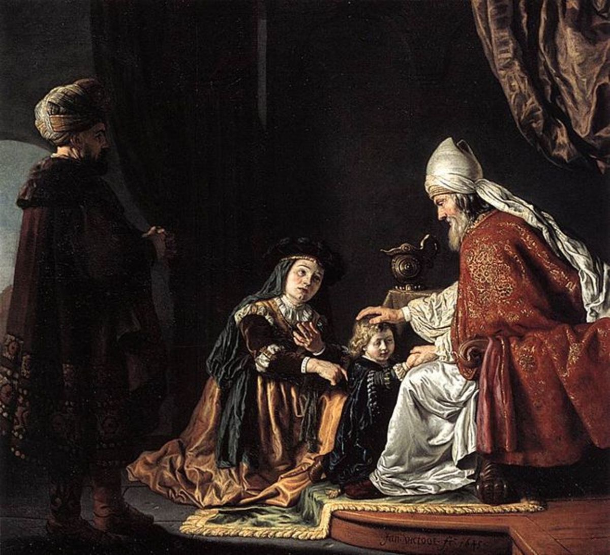 Samuel presented by Hannah to Eli, the High Priest. Image by Jan Victors (1619-1676)