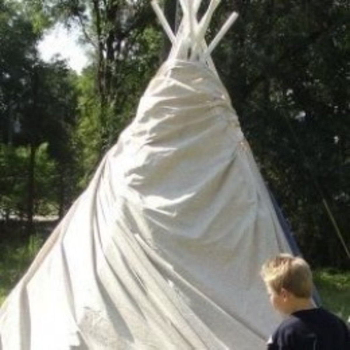 Setting up a tepee during Lesson 2: Plains Native American Tribes Lesson