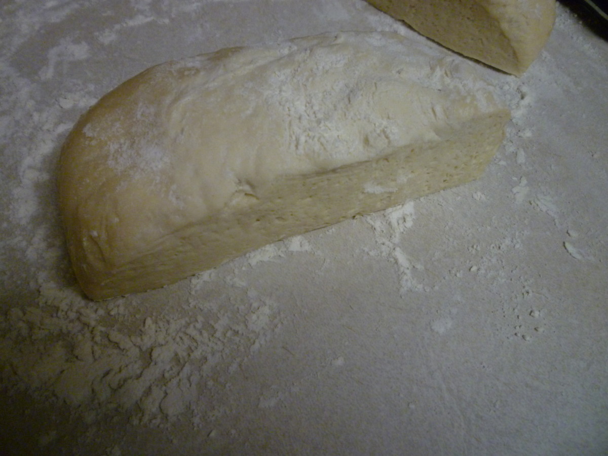 1. Loosely formed rectangle from half of original dough.