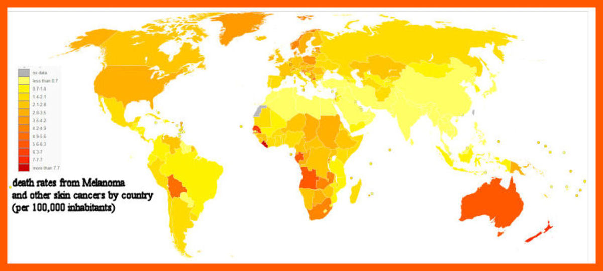 Melanoma and other skin cancers world map