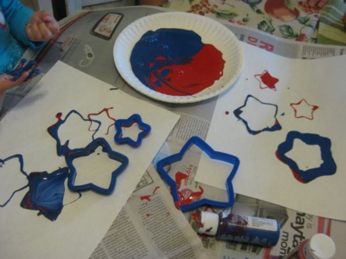 cookie cutter star stamps red white and blue memorial day crafts for kids