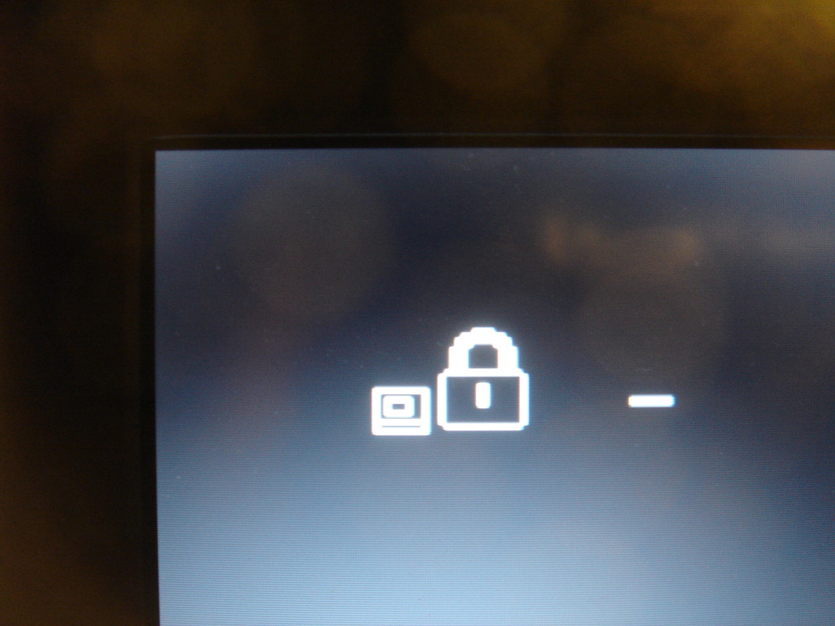 Lock displayed when going to BIOS setting.