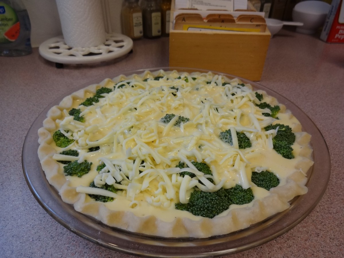 This quiche is ready to go into the oven.