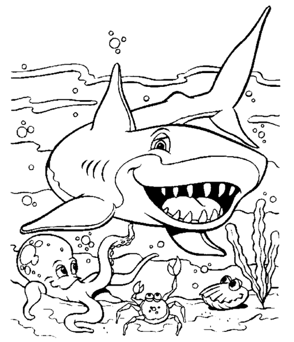 Pictures of Sharks for Kids to Color In