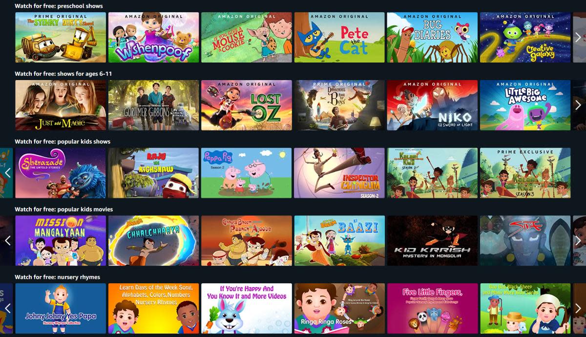 Some kid shows on Amazon Prime Video