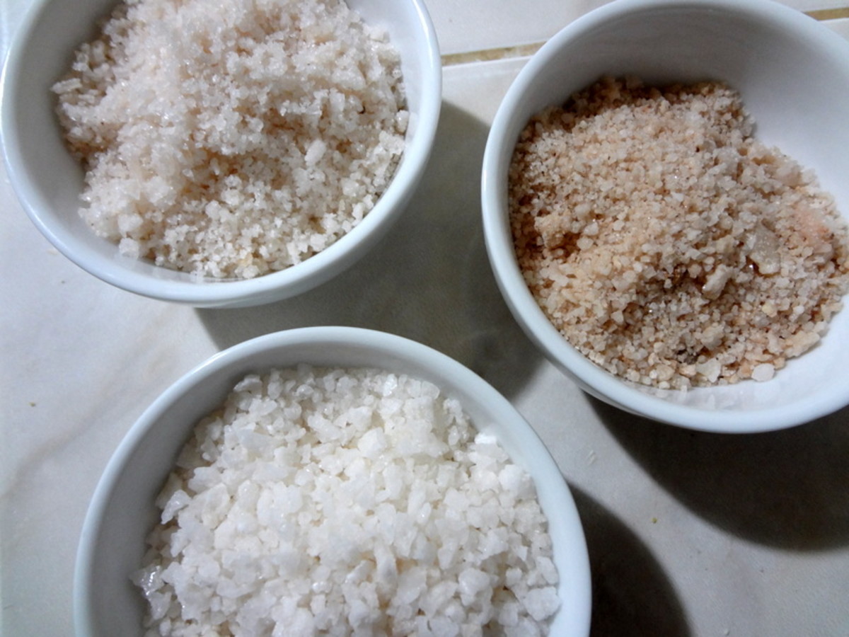 white, pink and tawny salts