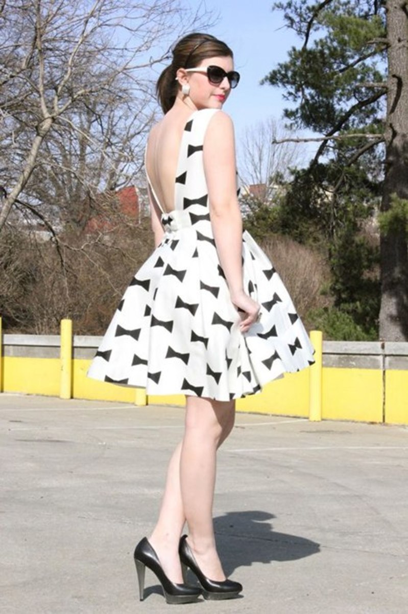 Black and white bow dress