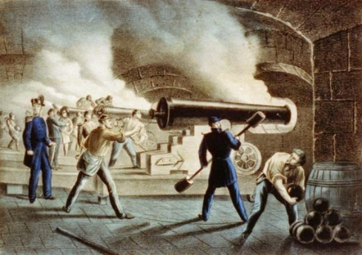 Artillery in Fort Sumter's bottom casemate return fire