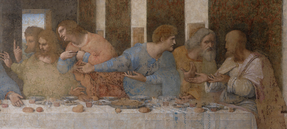 Leonardo, Last Supper (1494-1498) Detail of the Left Group of the Apostles