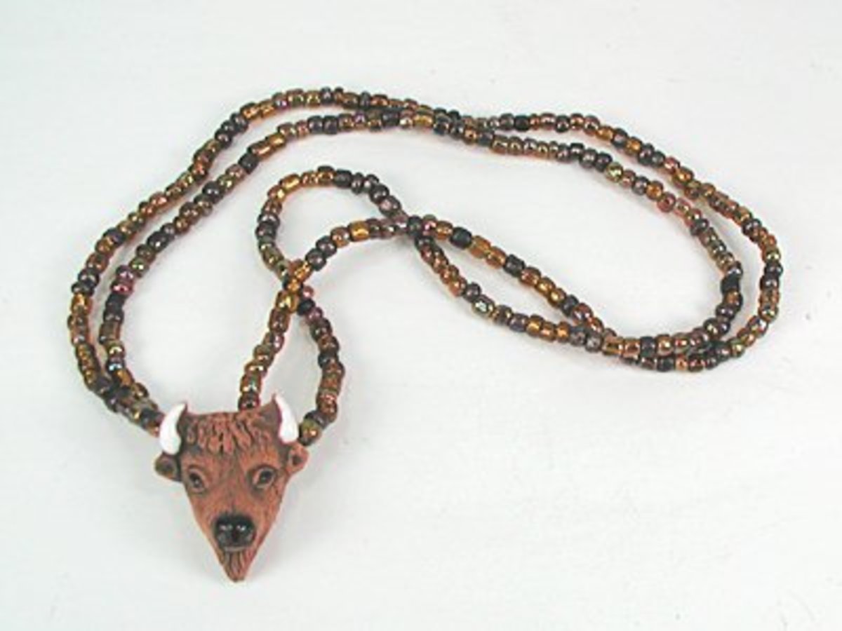 Necklace made by Lakota Sioux tribal member Bella Chase Alone from Pine Ridge Indian Reservation in South Dakota.
