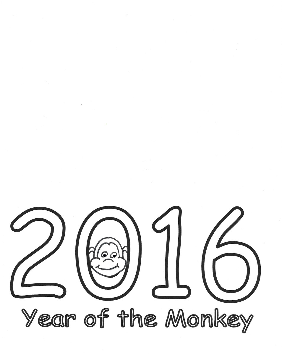 2016 Printable Greeting Card Template -- Year of the Monkey