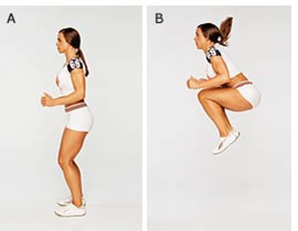 Tuck Jumps: A power drill which works the glutes and legs.