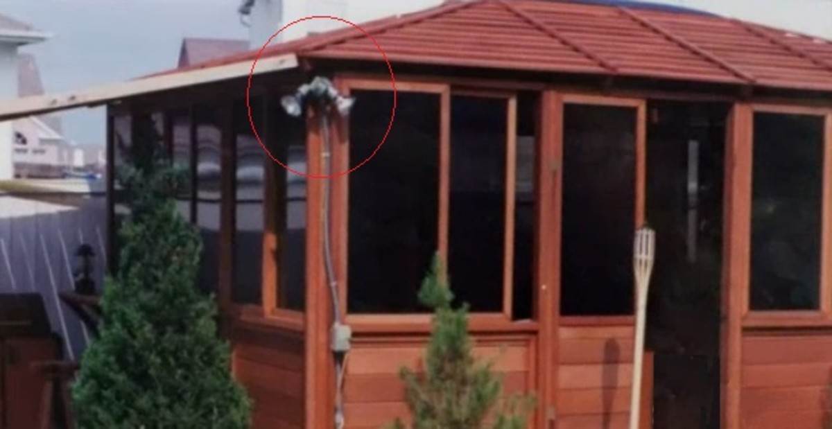 The back yard motion sensor  light on the Routier's recently added $9,000 redwood spa. It was off when officers arrived 3 and 4 minutes after the 911 call. It came on when officers walked out and checked the back yard and stayed on for 18 minutes.