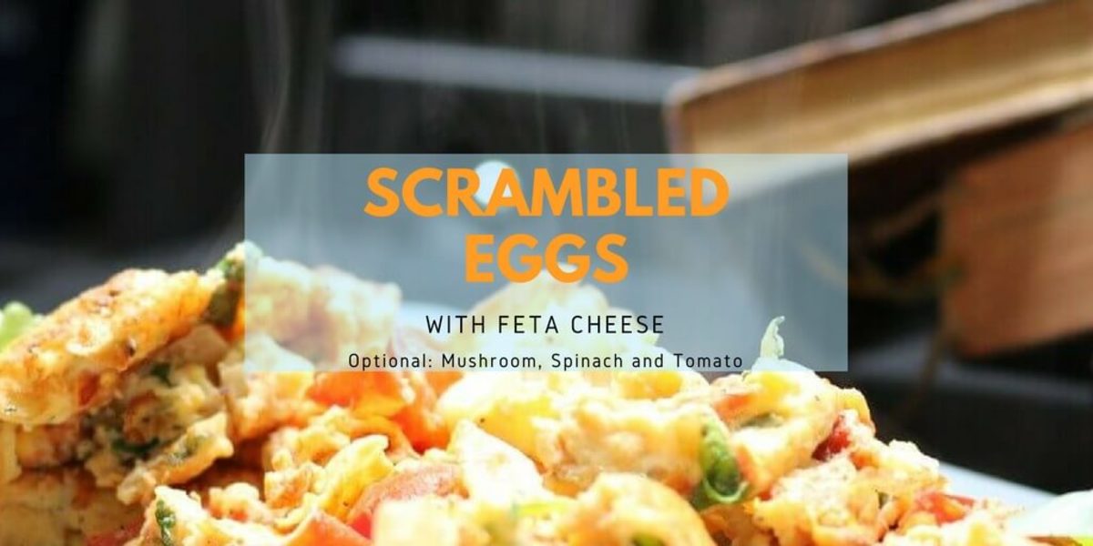 More Healthy Breakfast Ideas with Eggs - Scramble eggs, feta cheese, and optional tomato, spinach and mushroom