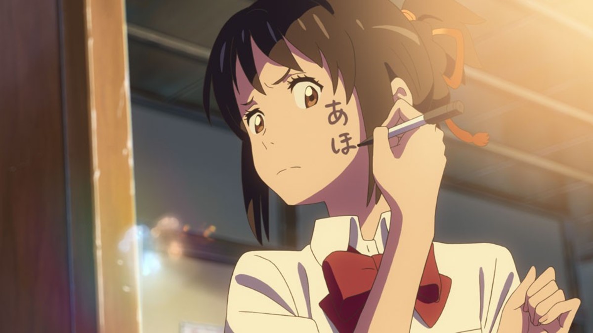 Mitsuha writing a message for Taki when he's in her body.
