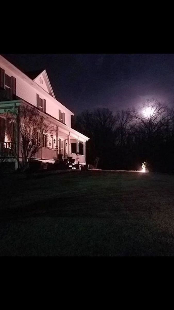 The Beville house at night