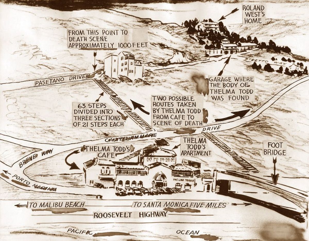 Map of the distance from the Cafe to Roland West's home where Carmen was living.