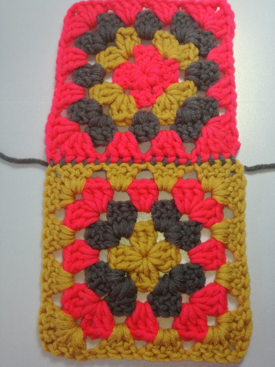 Image 5. Back view of joined granny squares using double crochet