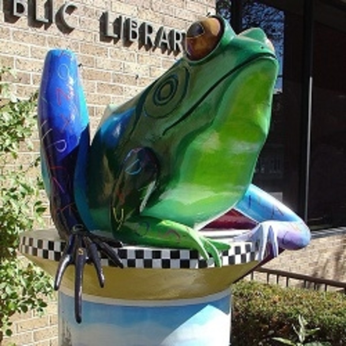 Painted Frog Statue  