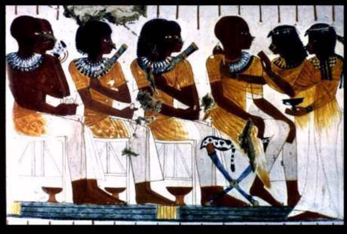 The African Origin of Egyptian Civilization. Banqueting Scene, tomb of Nebamum and Ipuky