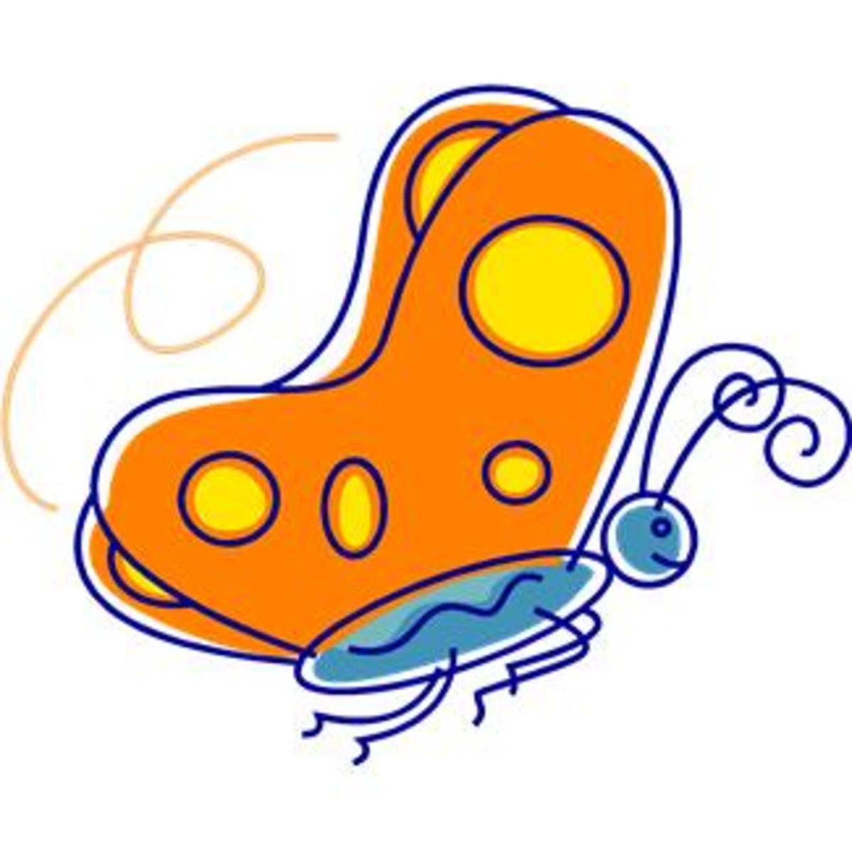 Clip Art of Blue Butterfly with Orange Wings