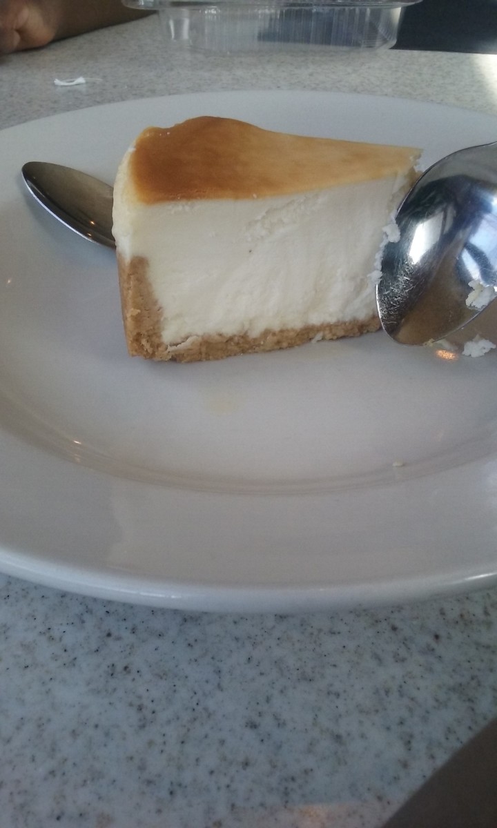 A slice of cheesecake served for dessert at Brixx Pizza Restaurant