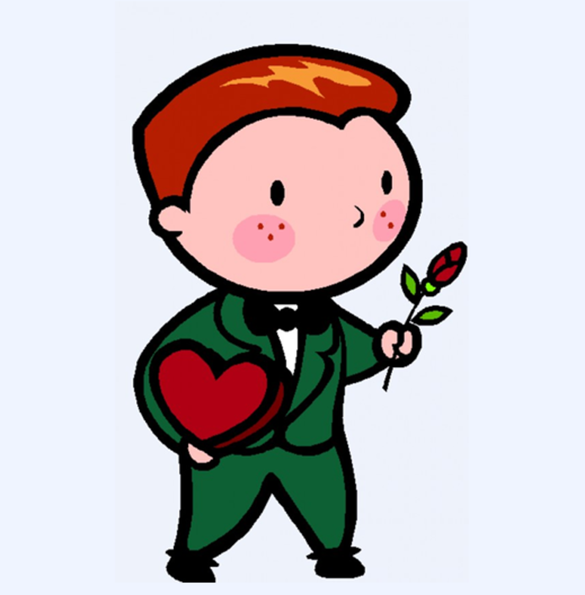 Man with Valentine's Day Candy and Rosebud