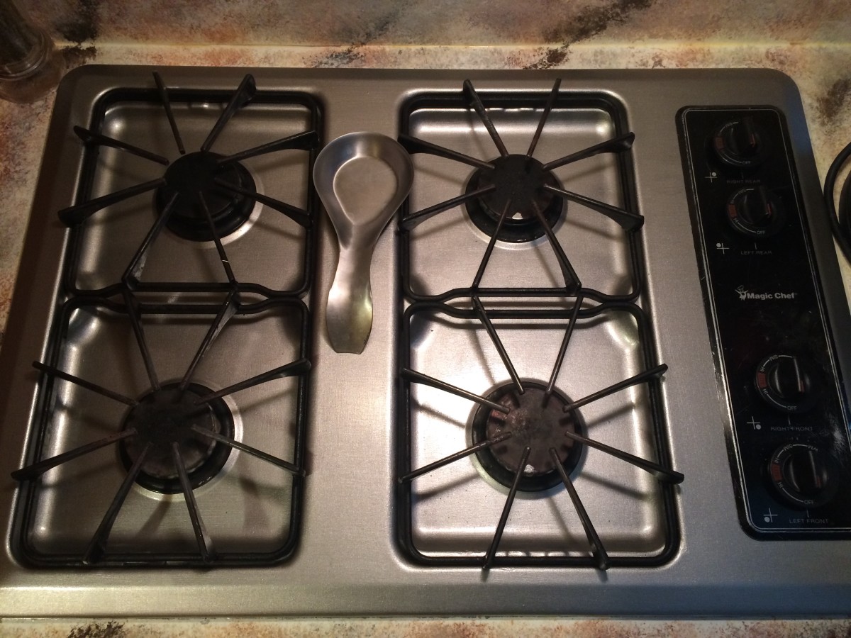 Brushed stainless appliance paint on a stove top that's at least 50 years old.