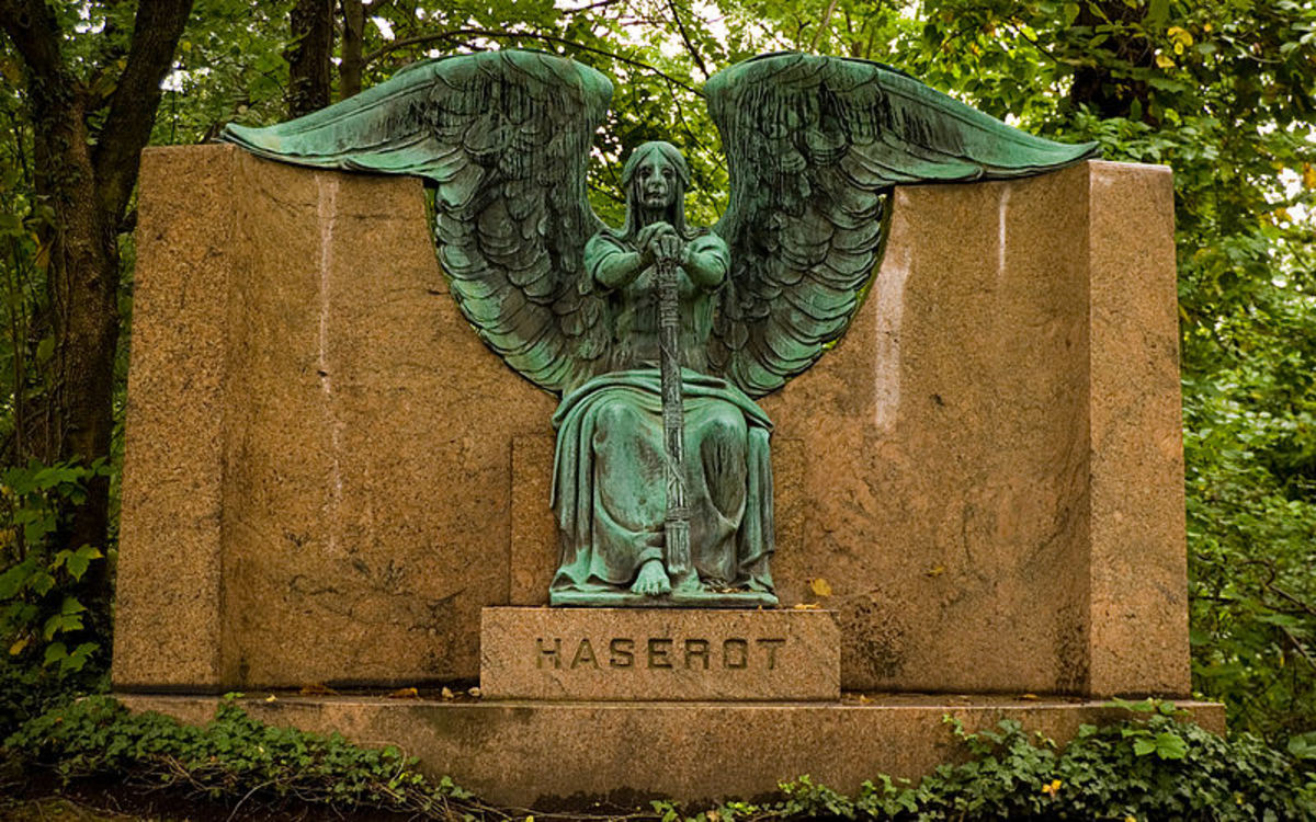 The Haserot name is marked just below the feet of the angel. 
