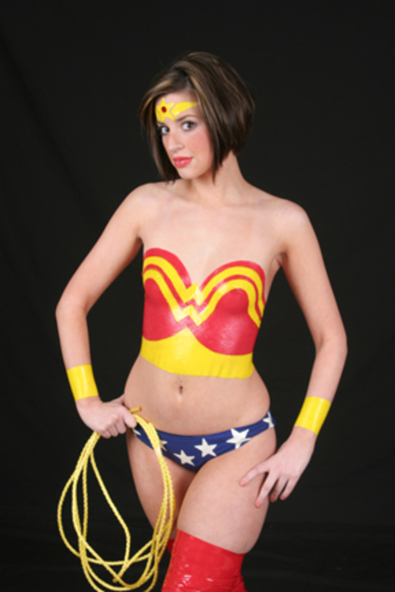 Wonderwoman costume made with Liquid Latex Fashions Body Paint Costume Kit from Liquid Latex Fashions: http://liquidlatexonline.com/sexysuperhero.aspx