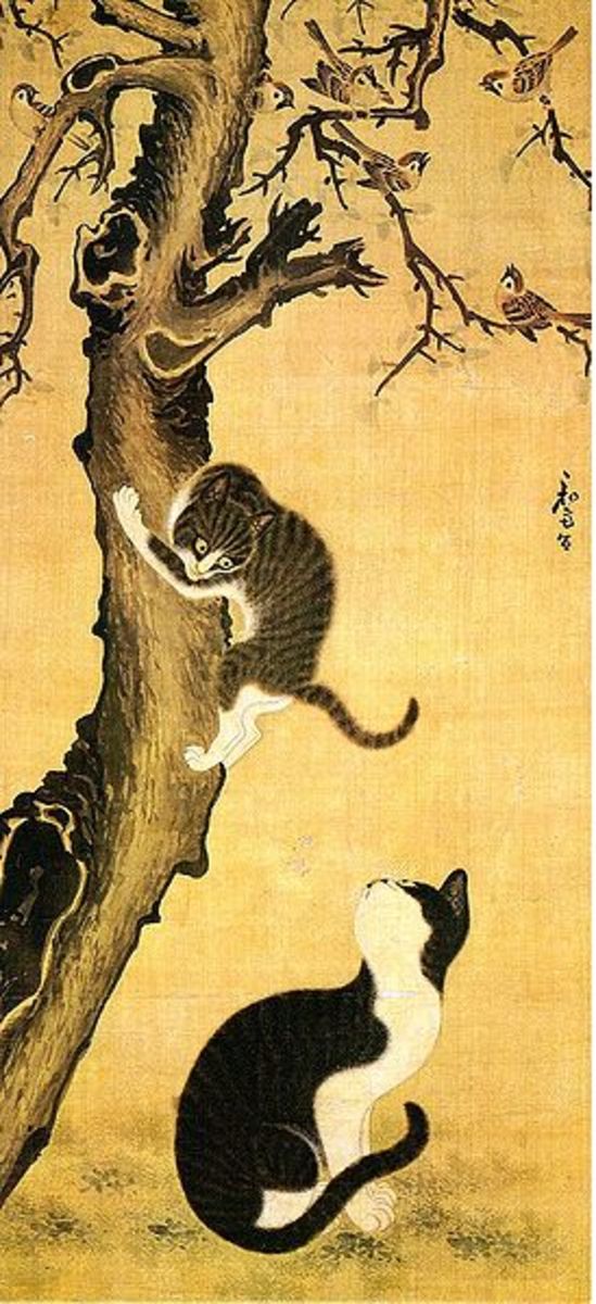 Myojakdo (painting of cats and sparrows) by Byeon Sang-yeok. Image courstesy of Wiki Commons