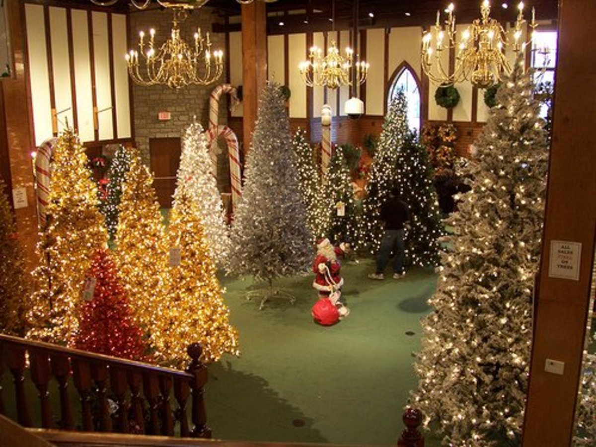 A selection of the Christmas trees of Canterbury Village.