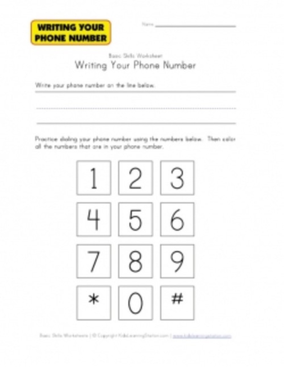 Free Worksheets For Kids To Practice Writing Their Phone Number HubPages