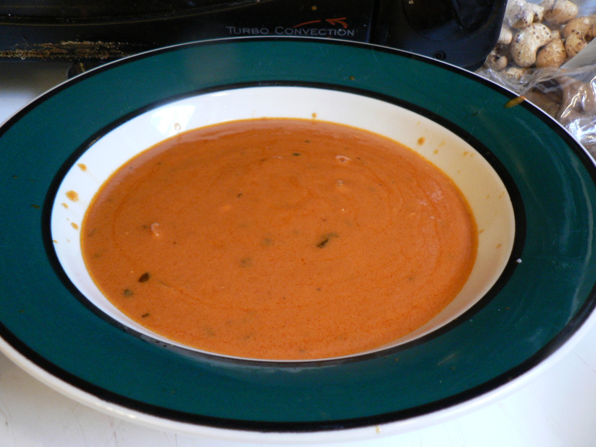 Creamy tomato soup goes well with this simple dish.