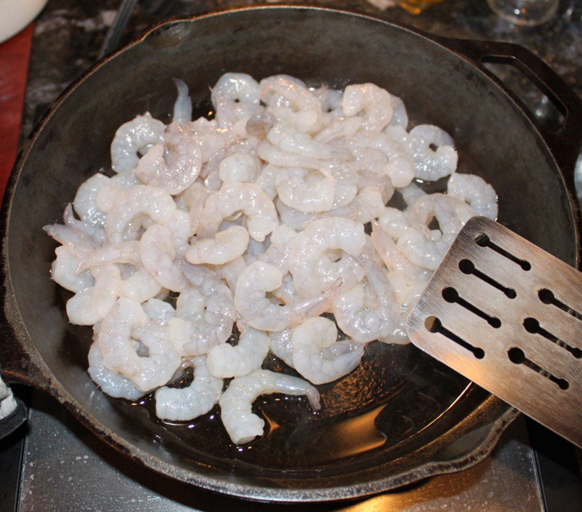 Toss your shrimp in a hot skillet.