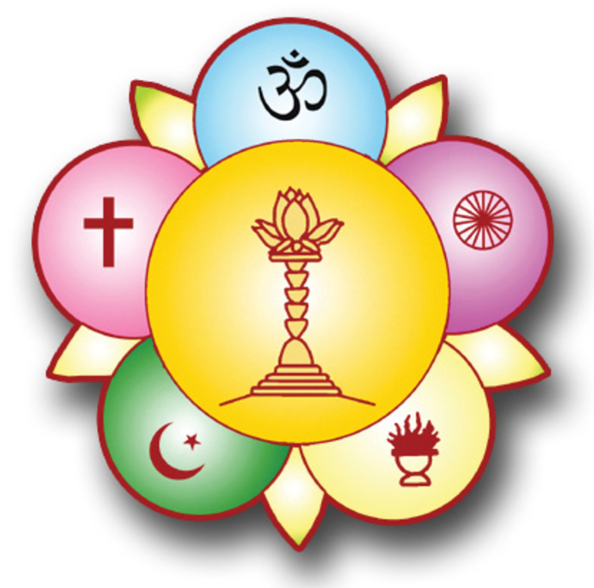 A colored version of the logo Baba designed to represent the unity of all faiths. 