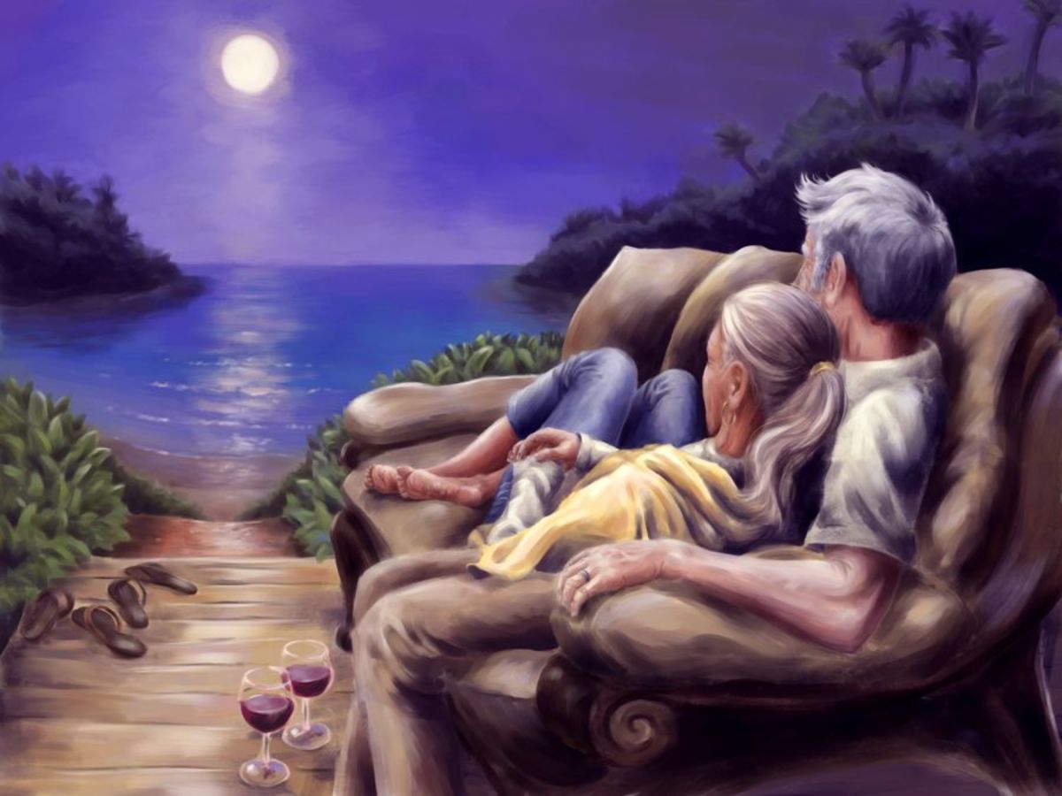 Картина живопись пожилая пара