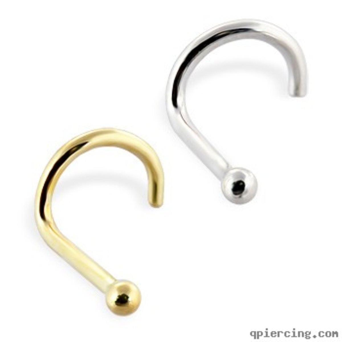 14K Gold Nose Screw with Ball tip, 20 Ga