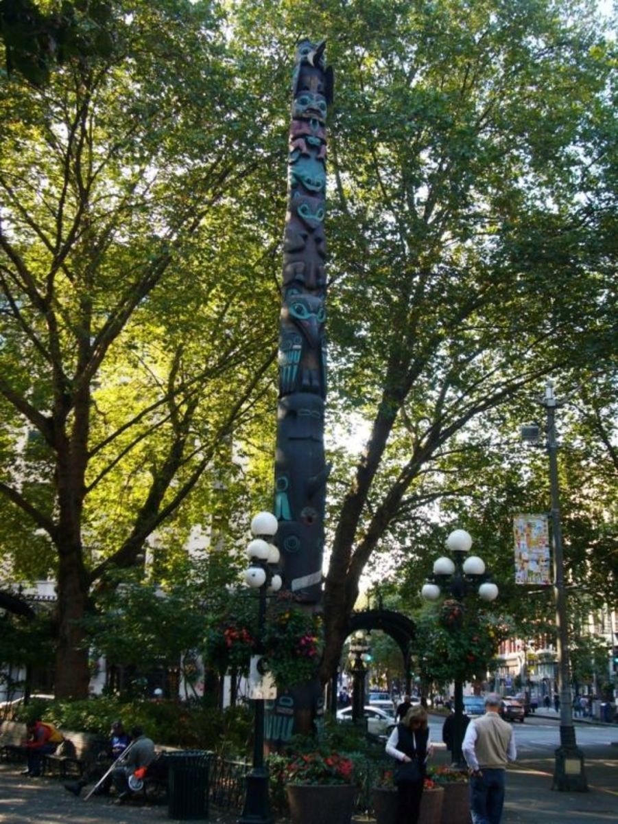 The Seattle Pioneer Square Totem Pole and Pergola