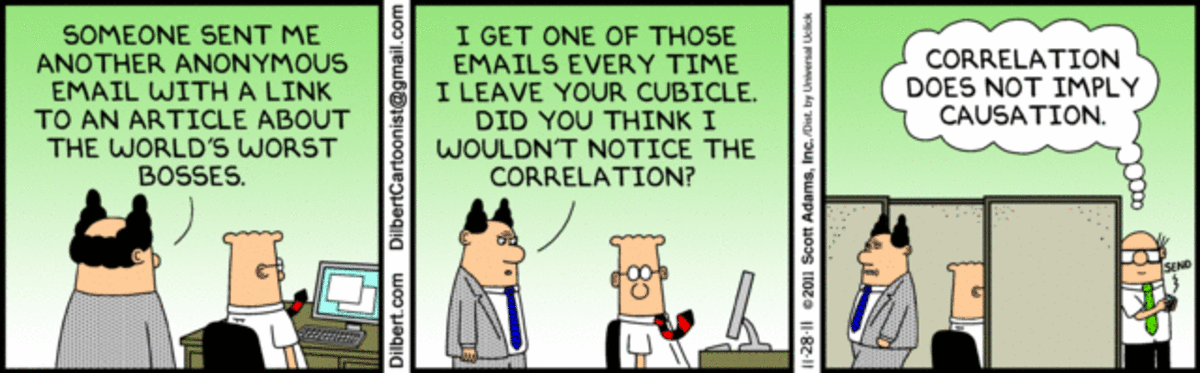 Wally and Dilbert proves that correlation does not imply causation