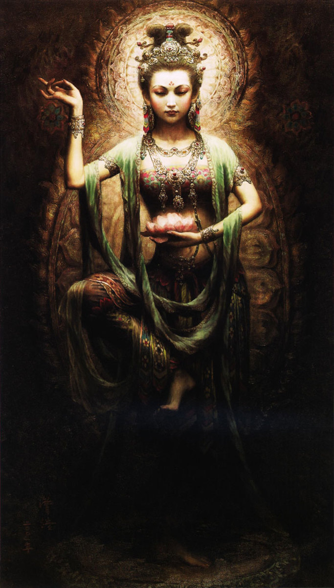 Bodhisattva holding a lotus