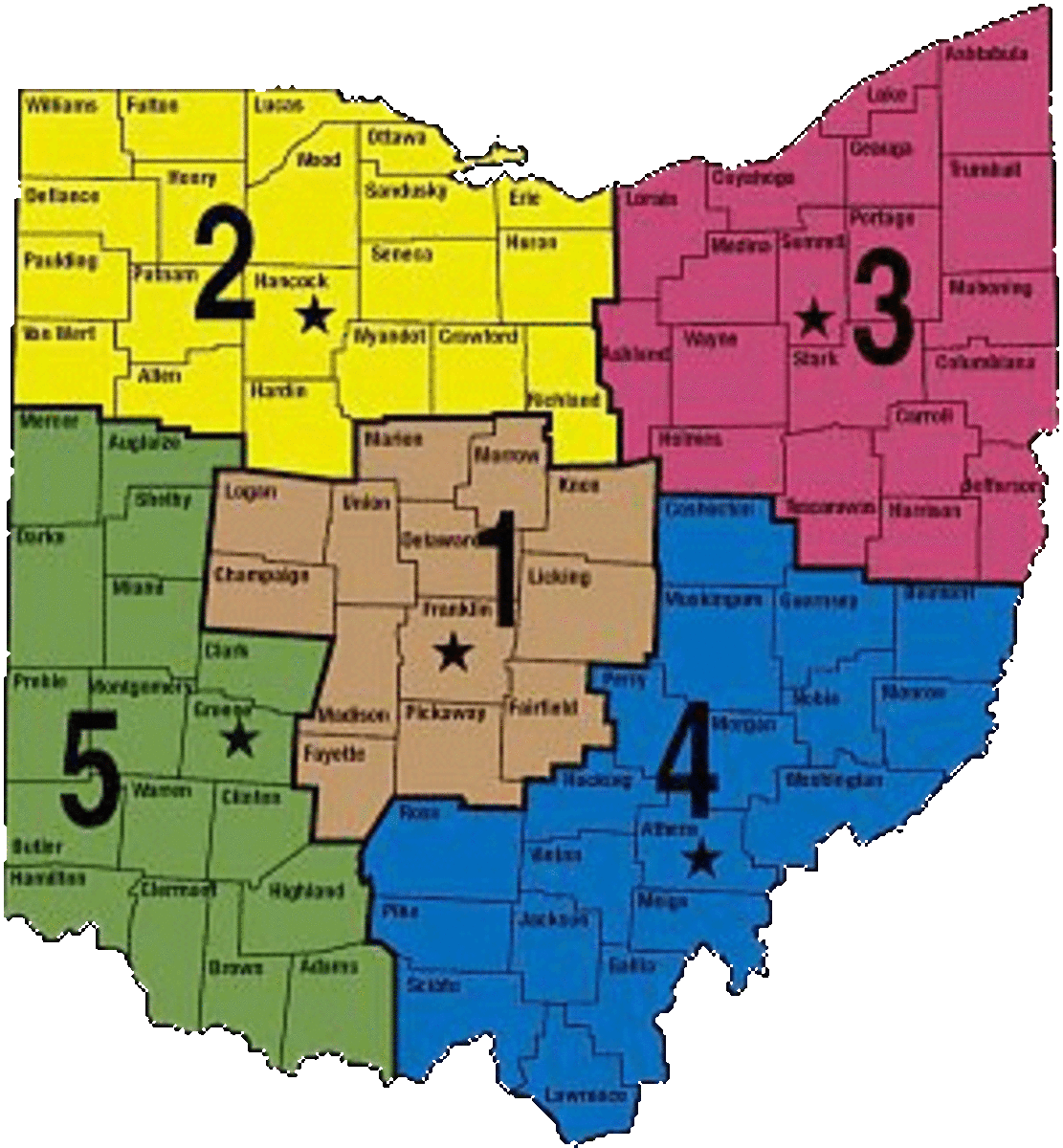Northeast Ohio spans all the counties in pink, #3.