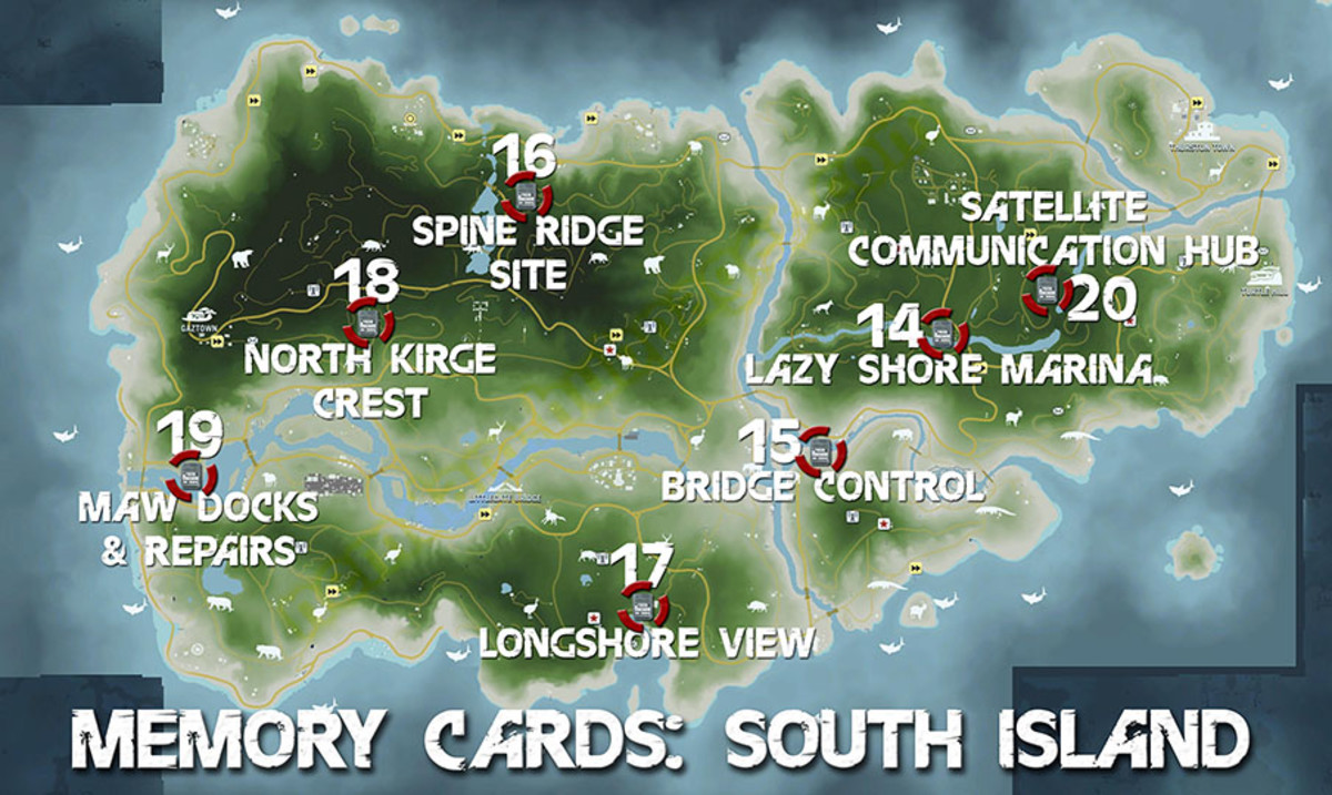 Far Cry 3 Collectibles for Memory to Spare achievement: Memory Cards 14 - 20 of 20.