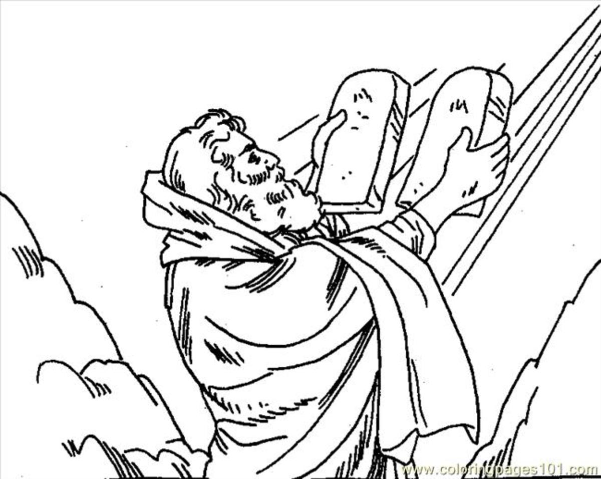 coloring page of Moses and 10 commandments