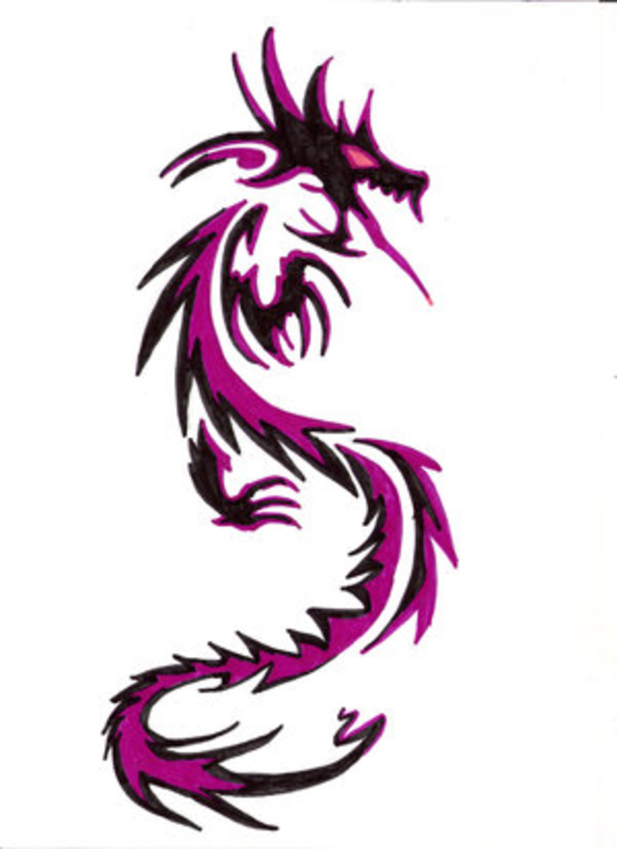 Пурпурный дракон тату